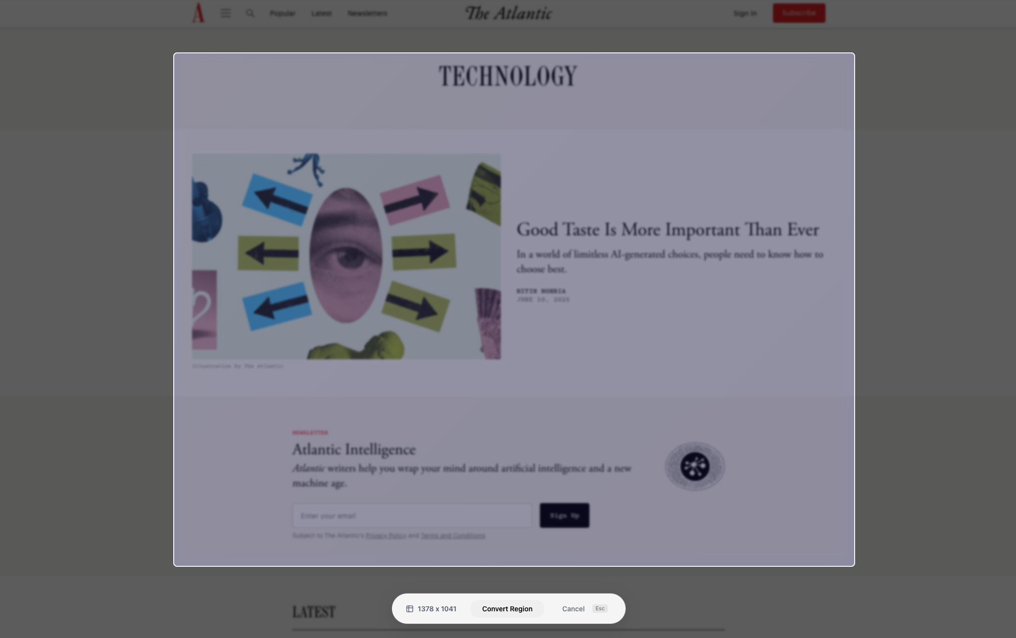 Chrome extension screen selection