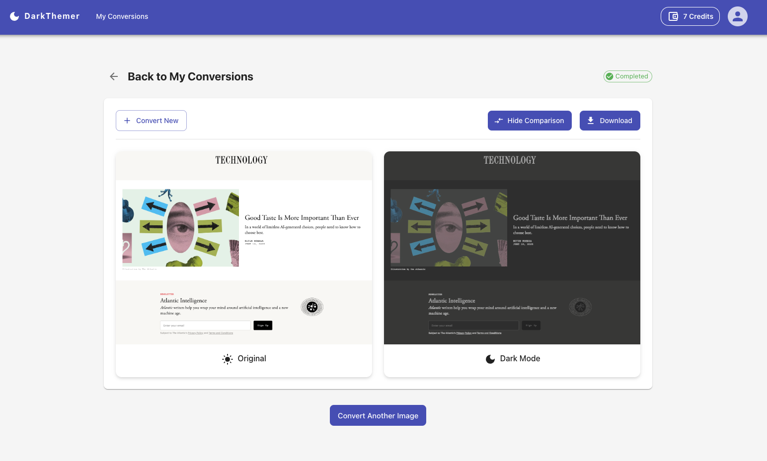 Chrome extension results comparison view